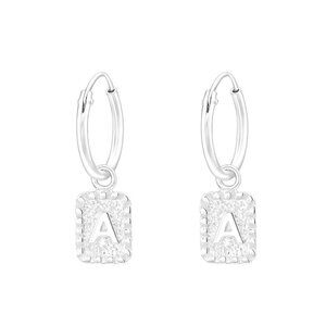 Sterling Silver Initial A Huggie Hoop Earrings